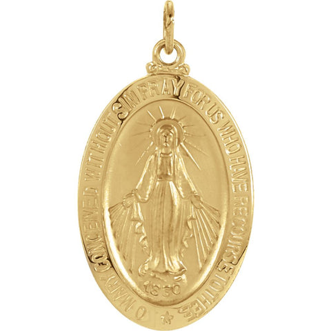 14k Yellow Gold 23x16mm Oval Miraculous Medal
