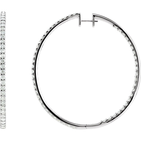 14k White Gold 5 CTW Diamond Inside/Outside Hoop Earrings