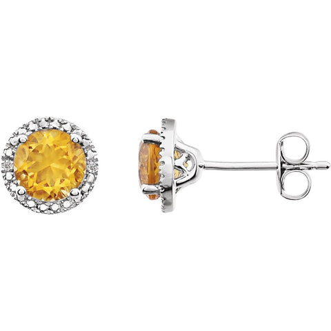 Sterling Silver Citrine & .01 CTW Diamond Earrings