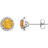 Sterling Silver Citrine & 0.01 ctw. Diamond Earrings