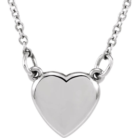 14k White Gold Heart 18" Necklace
