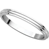 14k White Gold 2mm Half Round Edge Band, Size 6