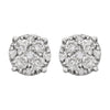 14k White Gold 3/8 CTW Diamond Cluster Friction Post Earrings