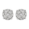 14k White Gold 3/8 CTW Diamond Cluster Friction Post Earrings