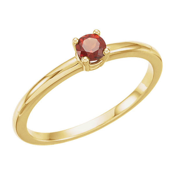 14k Yellow Gold Garnet Mozambique "January" Youth Birthstone Ring, Size 3