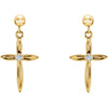 14K Yellow & White .04 CTW Diamond Cross Earrings