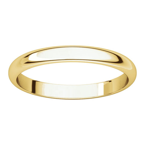 14k Yellow Gold 2.5mm Half Round Band, Size 7.5