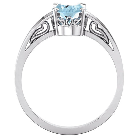 14k White Gold Blue Zircon Ring, Size 7