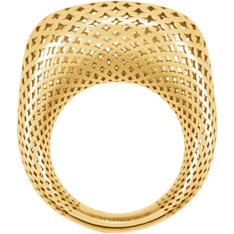 14k Yellow Gold Pierced Style Ring, Size 7
