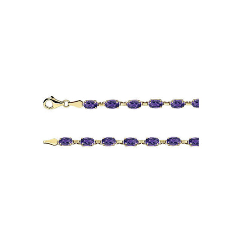 14k Yellow Gold Amethyst 7" Bracelet