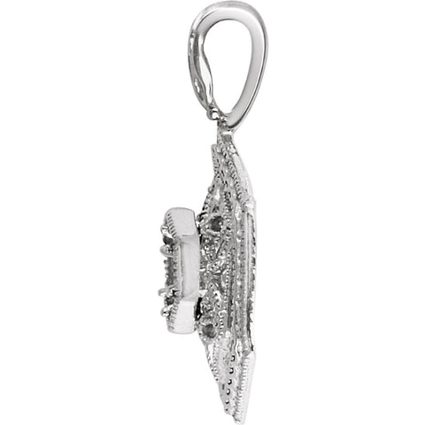 14k Yellow Gold .03 CT Diamond Filigree Pendant