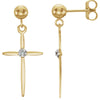 Diamond Cross Dangle Earring in 14K Yellow Gold