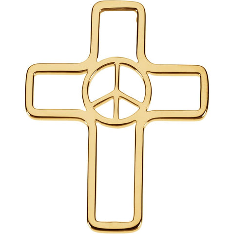 Peace Sign Cross Pendant in 14K Yellow Gold