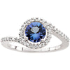 14k White Gold Tanzanite & Diamond Accented Ring, Size 7