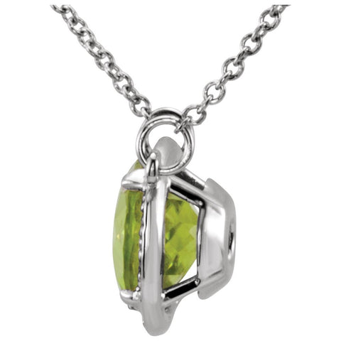 14k White Gold Peridot & .05 CTW Diamond 16" Necklace