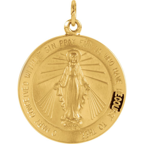 14k Yellow Gold 21.75mm Miraculous Medal