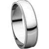14k White Gold 5mm Light Milgrain Band, Size 9.5