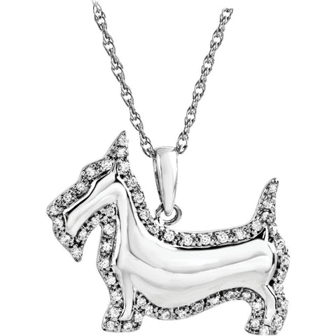 Sterling Silver 1/4 CTW Scottish Terrier Dog 18" Necklace