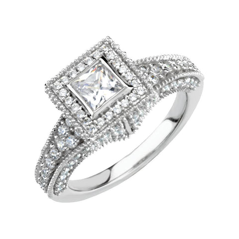 14k White Gold 1 1/5 CTW Diamond Engagement Ring, Size 7