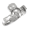 Sterling Silver 12x14mm Ladies Claddagh Ring, Size 7
