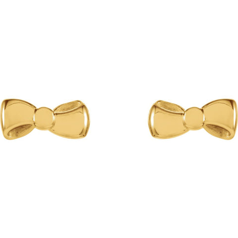 14k Yellow Gold Bow Earrings