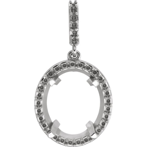 14k White Gold Oval Halo Style Pendant Mounting