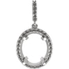 14k White Gold Oval Halo Style Pendant Mounting