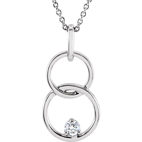 14k White Gold .04 CTW Diamond Circle 18" Necklace