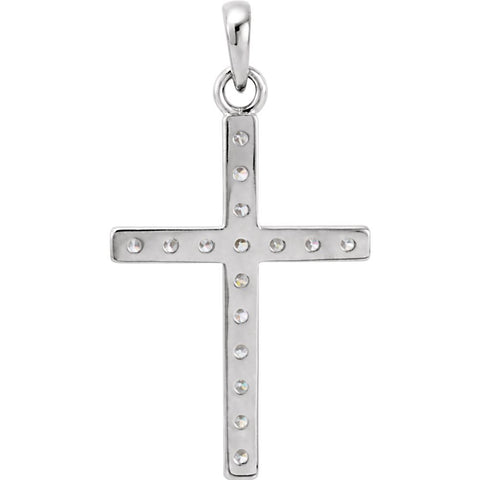 14k White Gold 1/3 CTW Diamond Cross Pendant