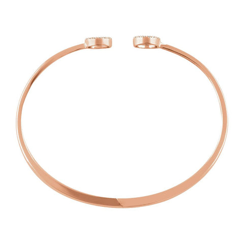 14k Rose Gold 1/6 CTW Diamond Circle Hinged Bangle 7" Bracelet