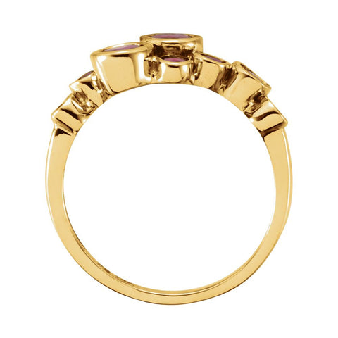 14k Yellow Gold Ruby Bezel Set Ring, Size 7