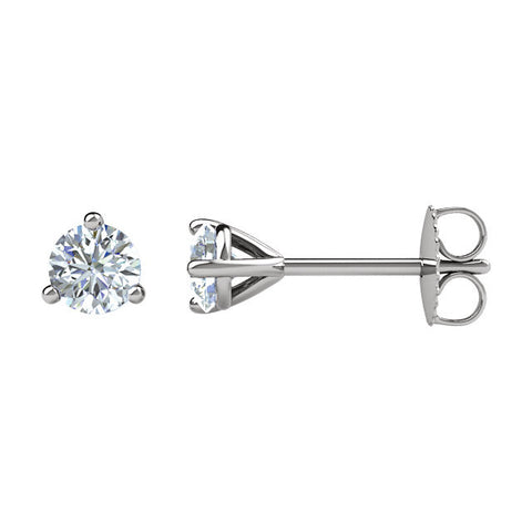 14k White Gold 1/3 CTW Diamond Friction Post Stud Earrings