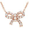 14k Rose Gold 1/6 ctw. Diamond Bow 18-inch Necklace