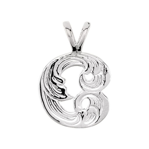 14k White Gold "C" Medium Initial Pendant