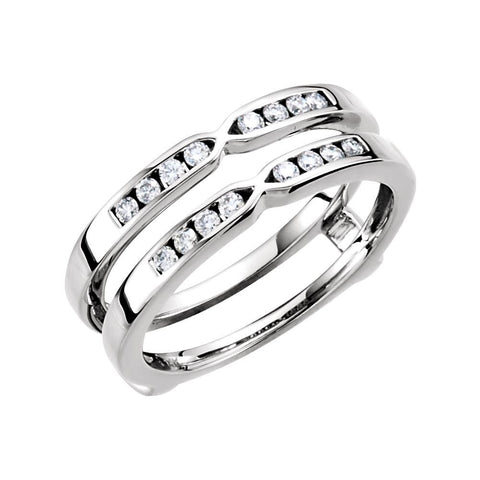 14k White Gold 1/4 CTW Diamond Ring Guard, Size 7