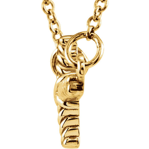 14k Yellow Gold 8.65x16mm Sideways Rope Cross 16.5" Necklace