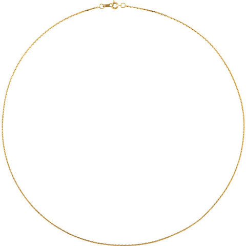 14k Yellow Gold 1mm Diamond Cut Cable 20" Chain