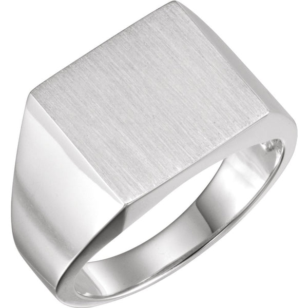 Sterling Silver 13.5x14mm Square Signet Ring, Size 11