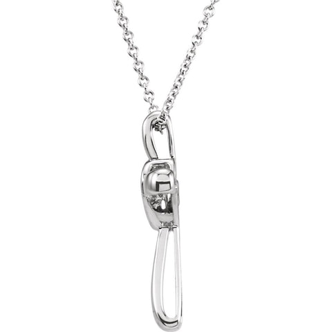 14k White Gold .08 CTW Diamond Heart Cross 18" Mystara® Necklace