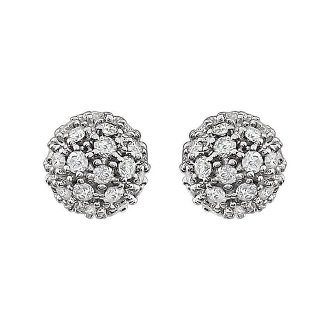 14k White Gold 1/2 CTW Diamond Cluster Earrings
