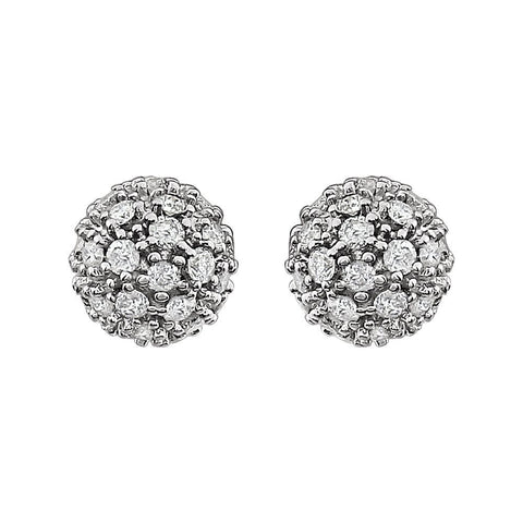 14k White Gold 1/2 CTW Diamond Cluster Earrings