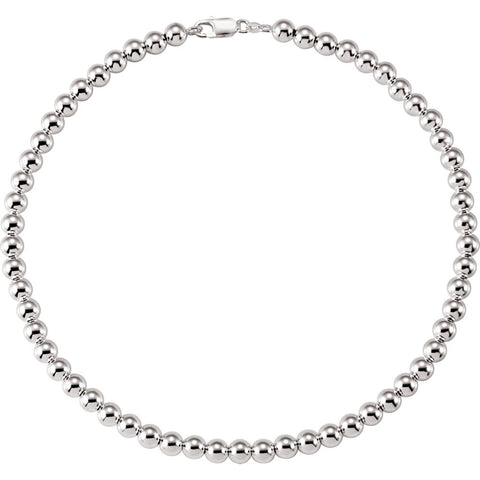 Sterling Silver 8mm Hollow Bead 18" Chain