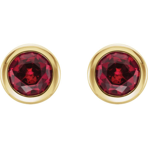 14k Yellow Gold Chatham® Created Ruby Earrings