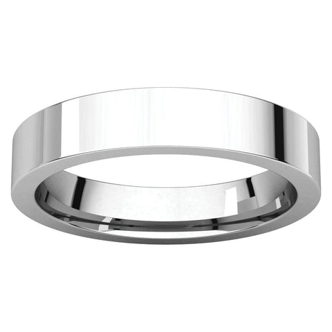 14k White Gold 4mm Flat Comfort Fit Band, Size 8.5