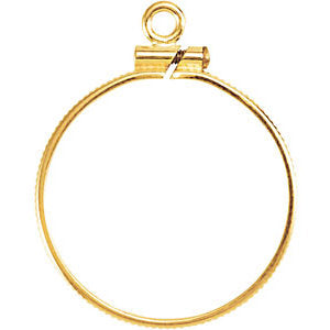 14k Yellow Gold Coin Edge Screw Top Coin Frame Mounting