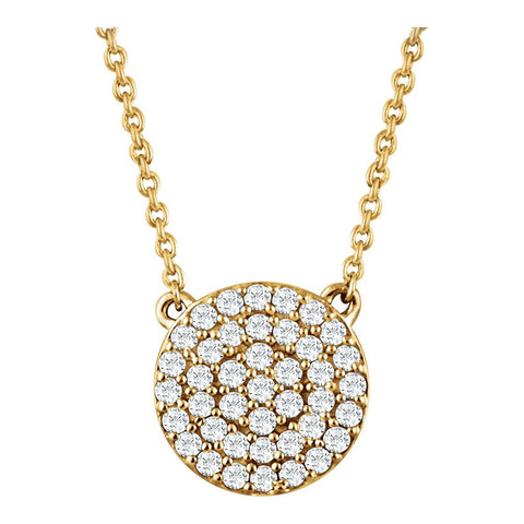 14k Yellow Gold 1/3 CTW Diamond Cluster 16-18" Necklace