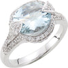 1/2 CTTW Genuine Aquamarine and Diamond Ring in 14k White Gold ( Size 8 )
