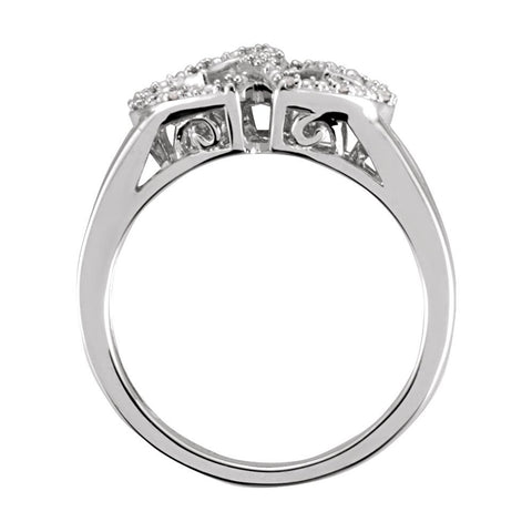 Sterling Silver .05 CTW Diamond Double Heart Design Ring Size 6
