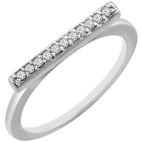 14k White Gold 1/10 CTW Diamond Bar Ring, Size 7