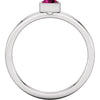 Sterling Silver Imitation Pink Tourmaline Bezel Ring, Size 7